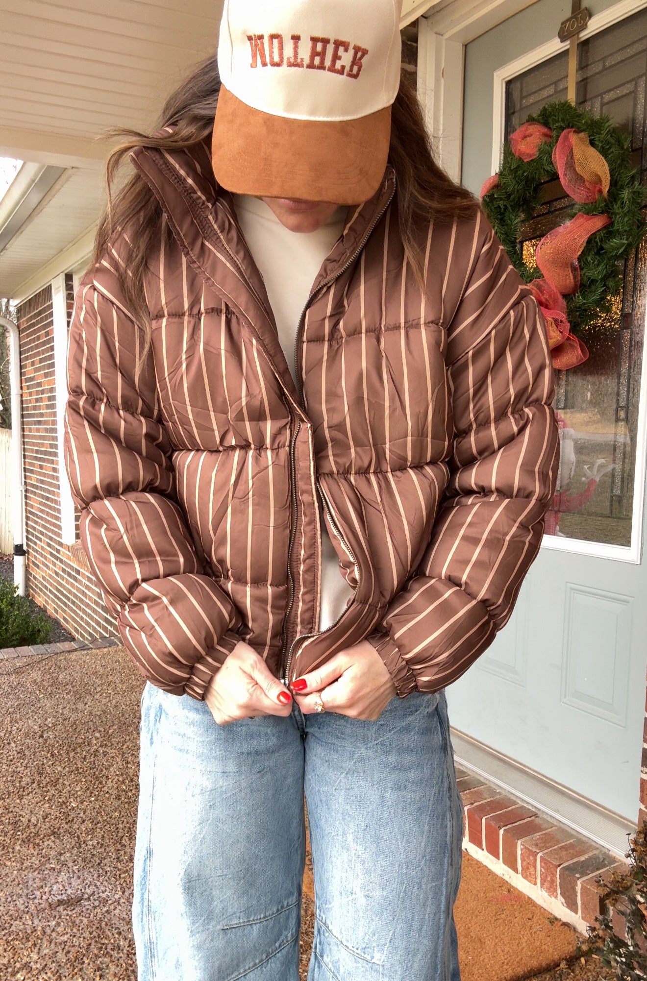 Risk It All Striped Puffer Jacket