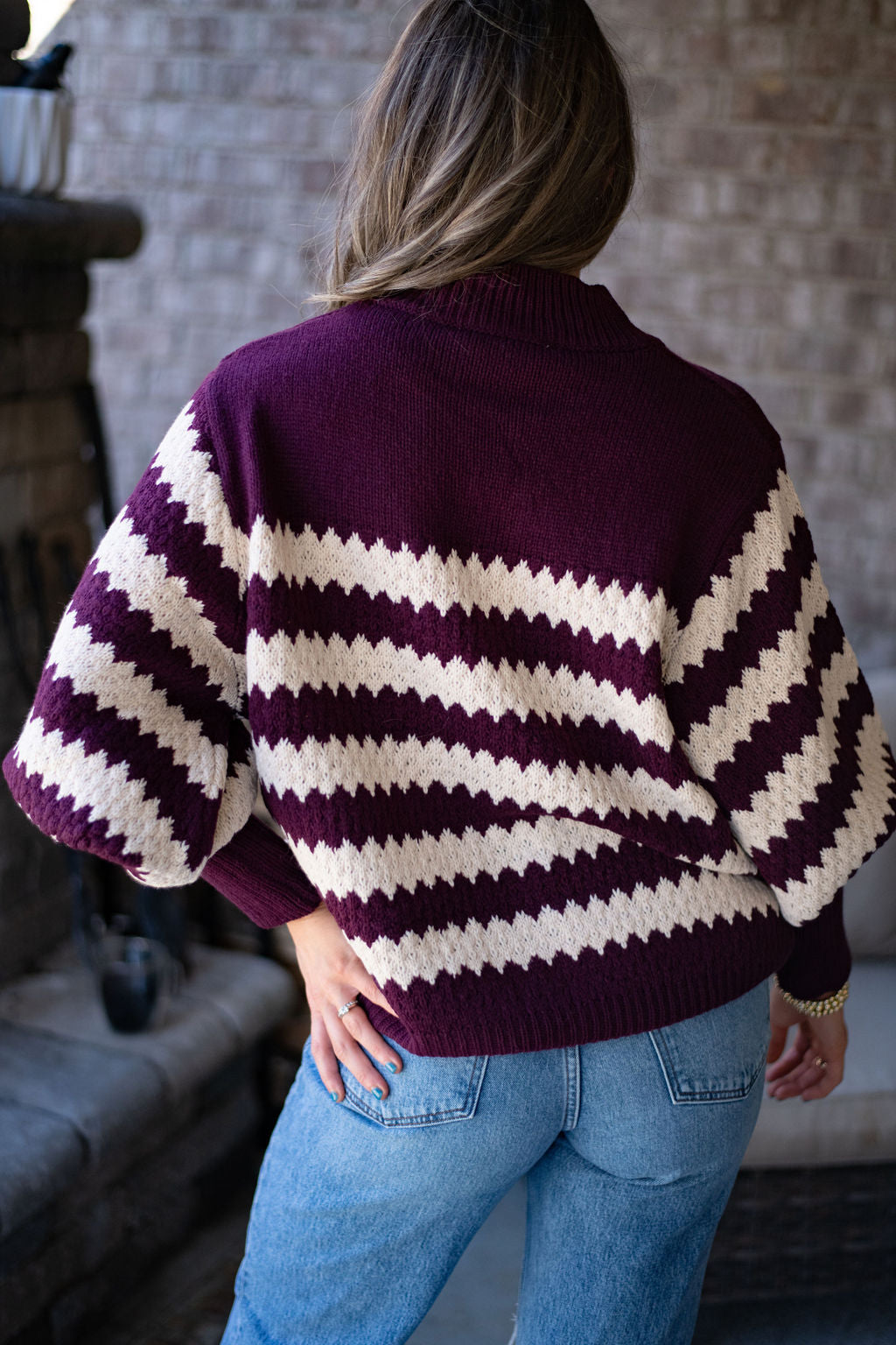 Merlot Striped Sweater Top
