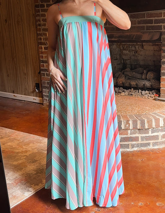 The Santorini Striped Maxi Dress