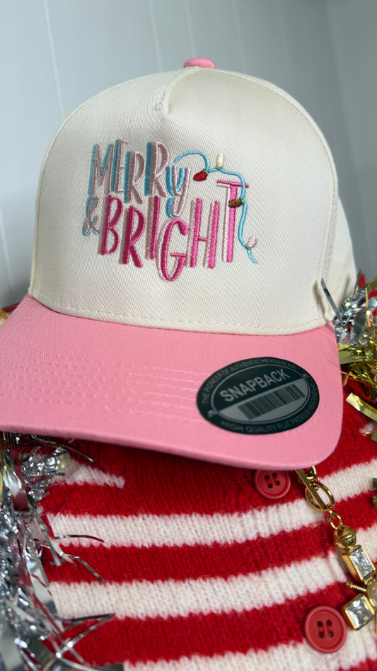 Merry & Bright Pink Trucker Hat