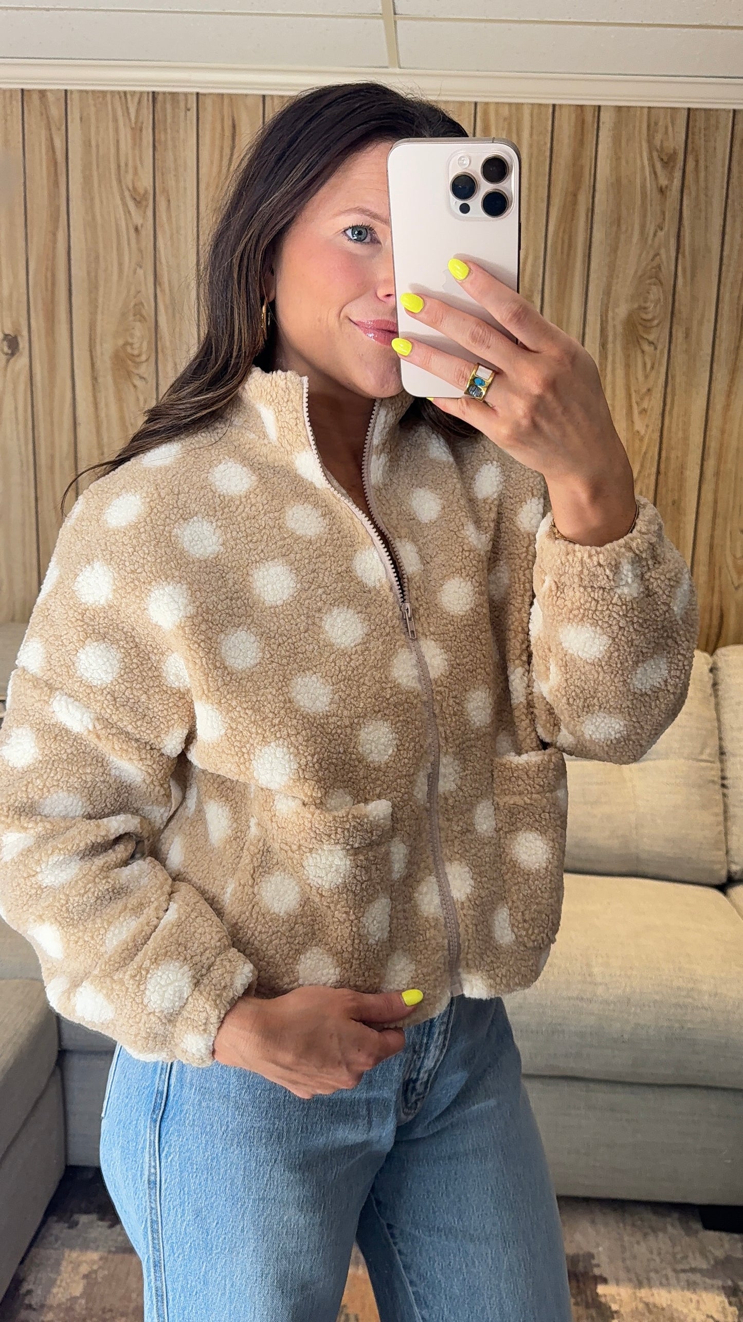 The Dot Sherpa Zip Up Jacket