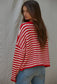 The Lasting Knit Button-Down Cardigan - Red and Ivory Stripes