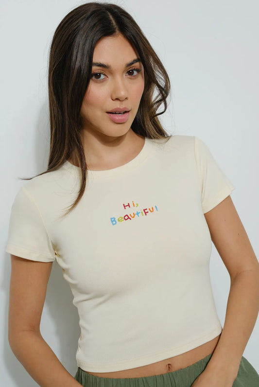Hi Beautiful Beaded Tee