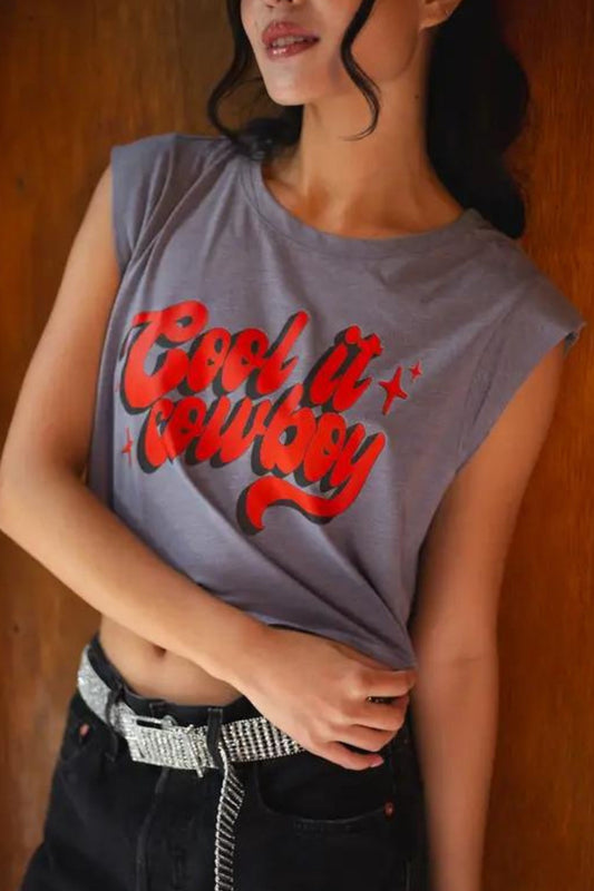 Cool It Cowboy Cropped Graphic Tee