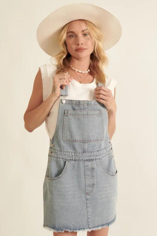 Something Different Denim Overall Mini Dress