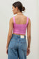 Pink Square Neck Cropped Tank