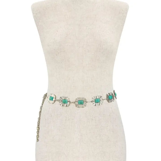 Metal Rectangular Western Chain Belt